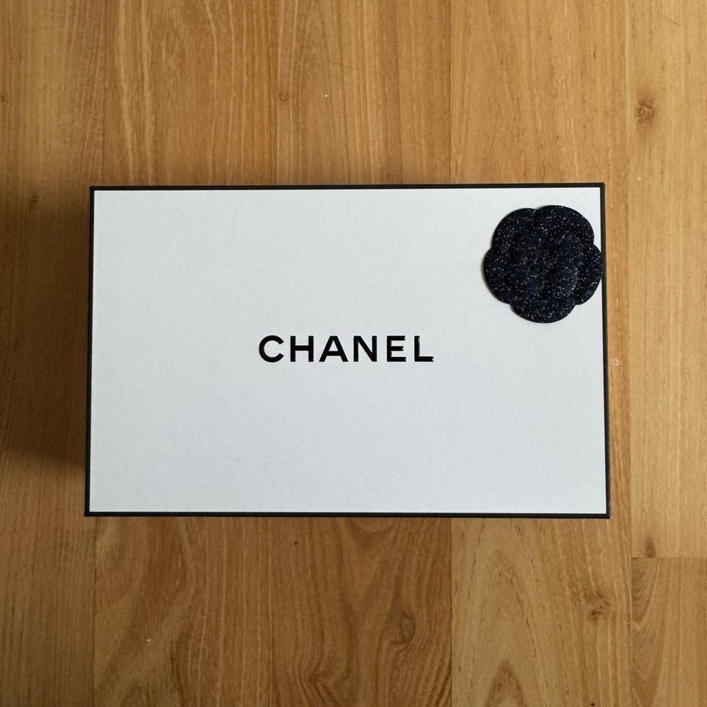 CHANEL White Box with Black Camellia Accent